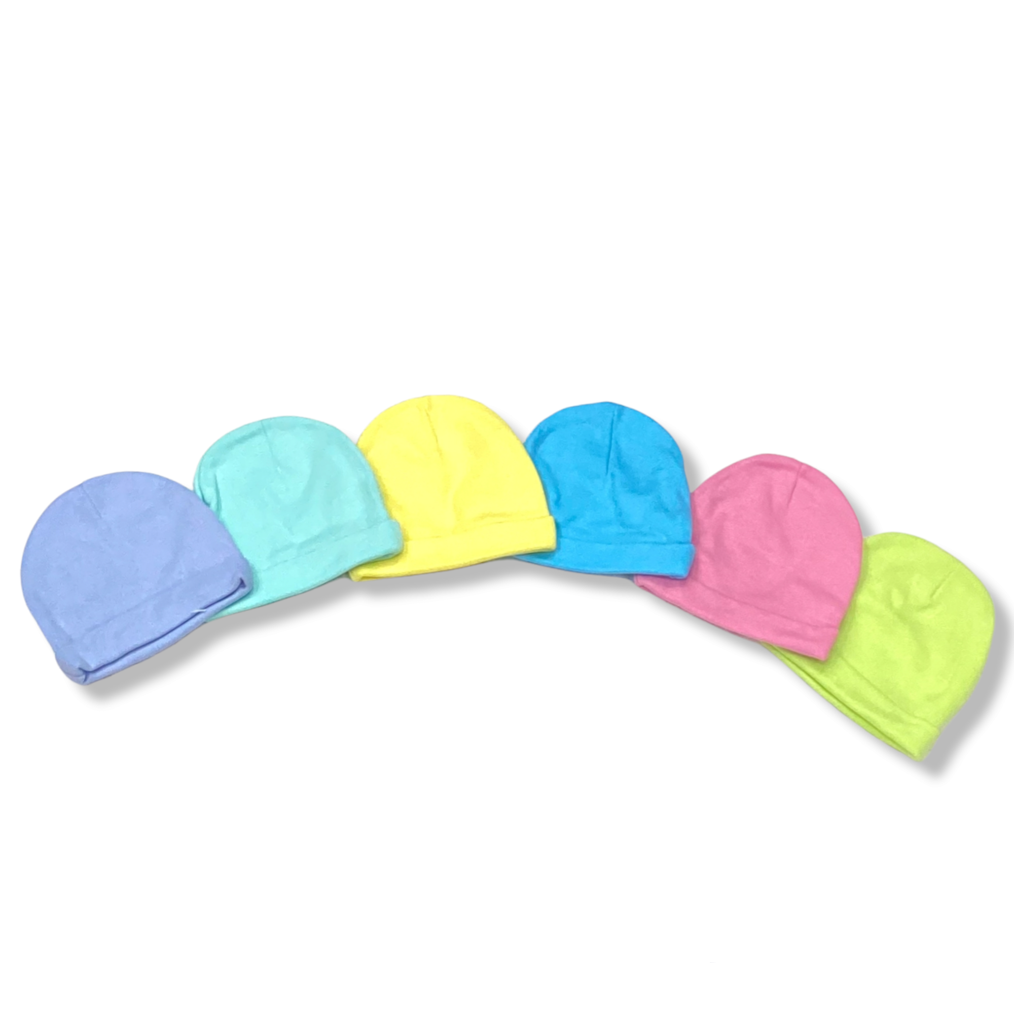 6 Gorros o bonetes colores pastel para bebé, 100% algodón