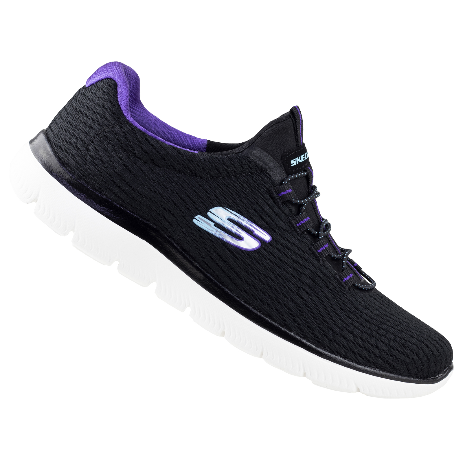 Tenis Running Skechers Para Dama Summits 149538 Negro Morado Memory Foam Original