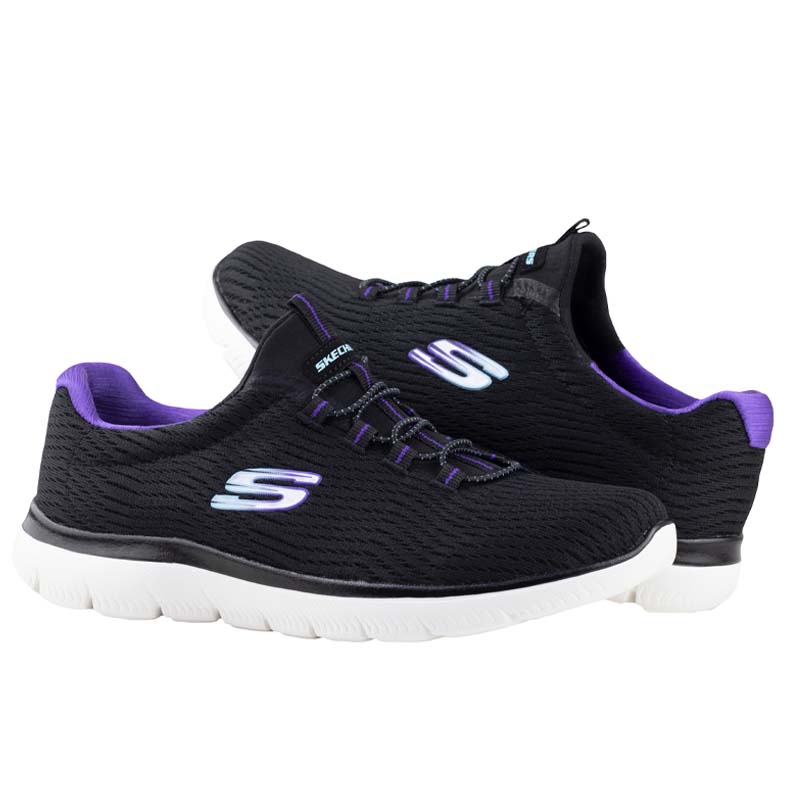 Tenis Running Skechers Para Dama Summits 149538 Negro Morado Memory Foam Original