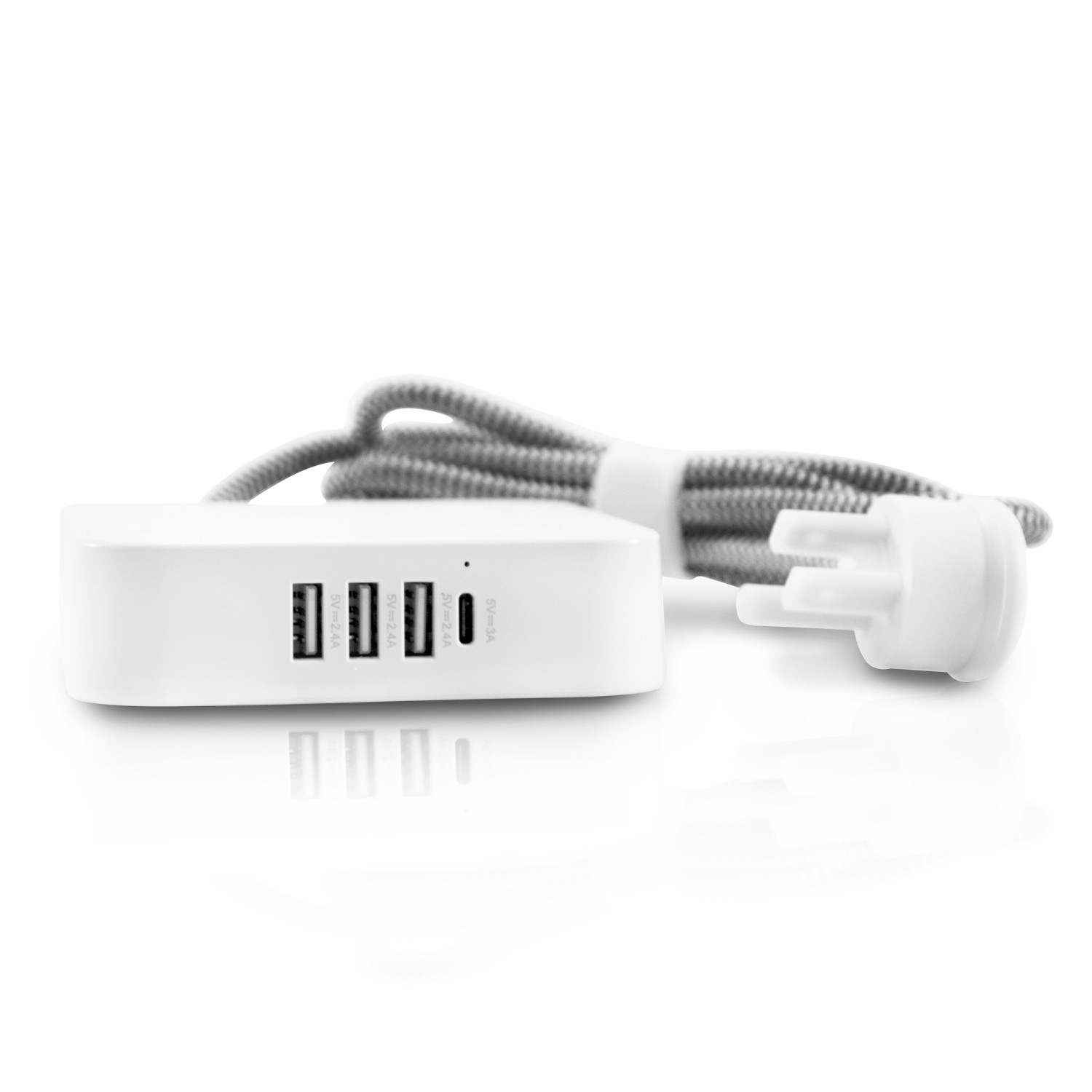 Multicontacto usb con 4 enchufes, 3 puertos usb y 1 usb-c