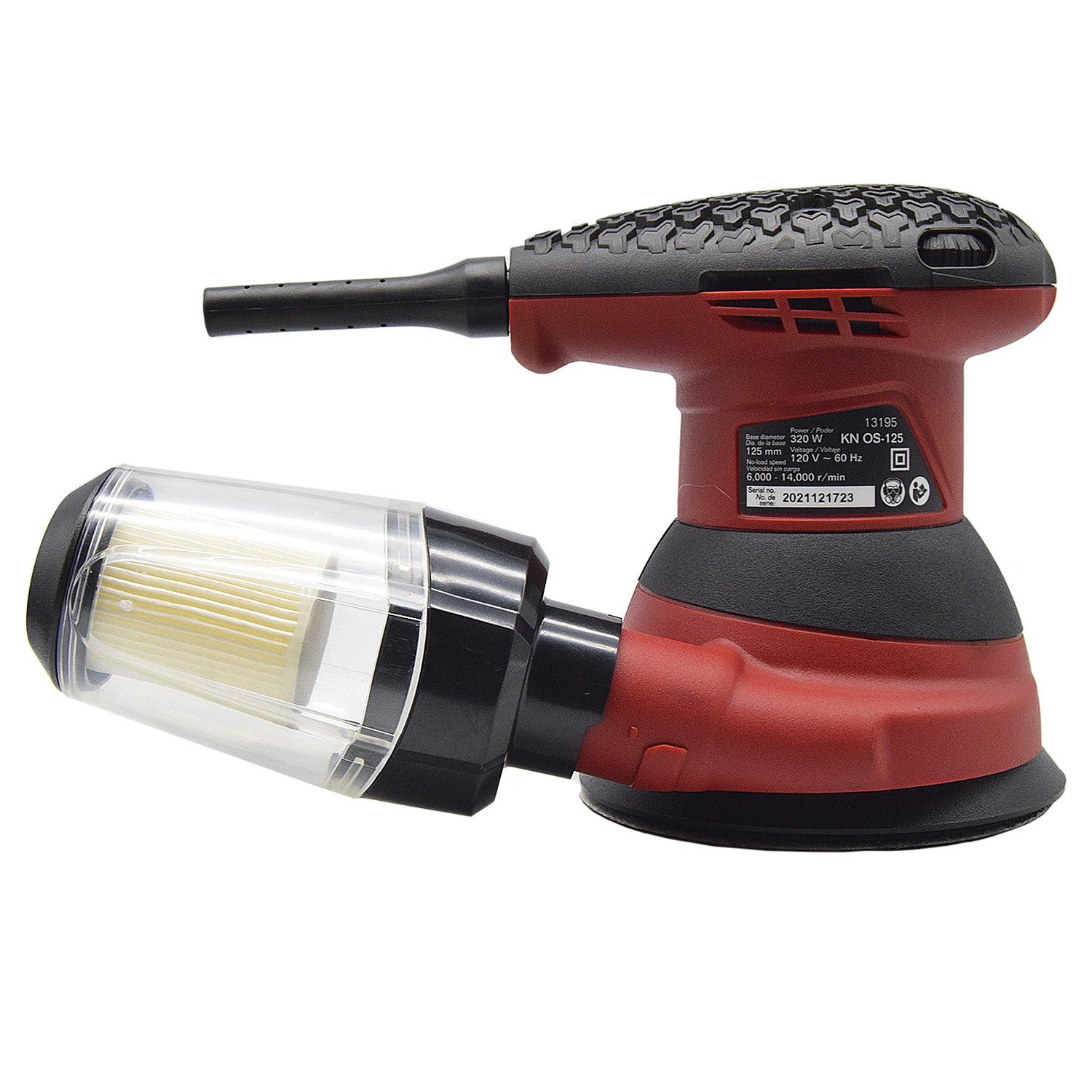 Knova Lijadora orbital de mano para madera 5" 320W 125mm 13500 RPM c/colector de polvo