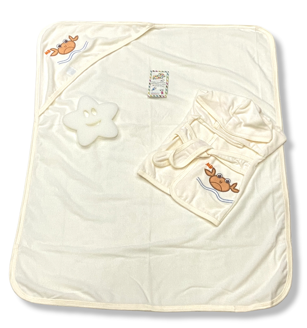 Juego de baño para bebé, incluye bata, toalla y esponja