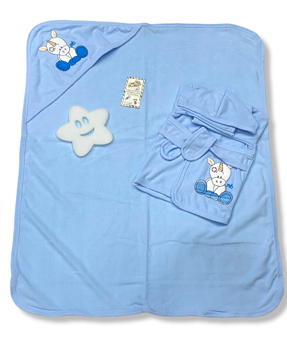 Juego de baño para bebé, incluye bata, toalla y esponja