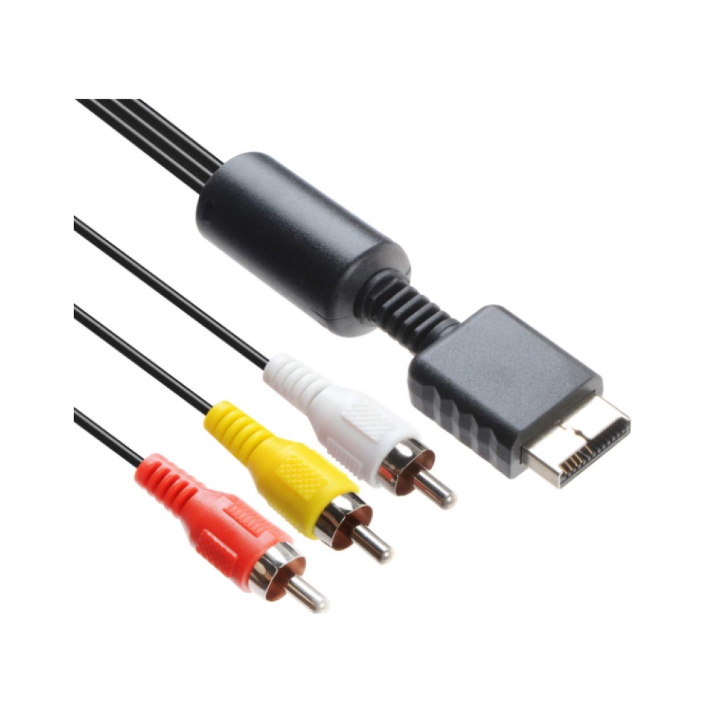 Cable De Audio Y Video Para PS1, PS2 Y PS3 OEM Color Negro