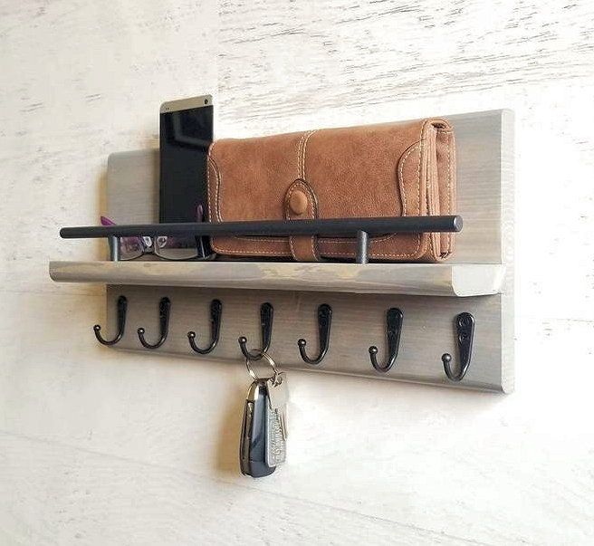 Perchero Repisa Organizador Llaves Vintage Colgador Bolsas