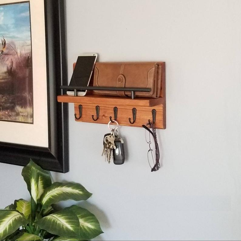 Perchero Repisa Organizador Llaves Vintage Colgador Bolsas