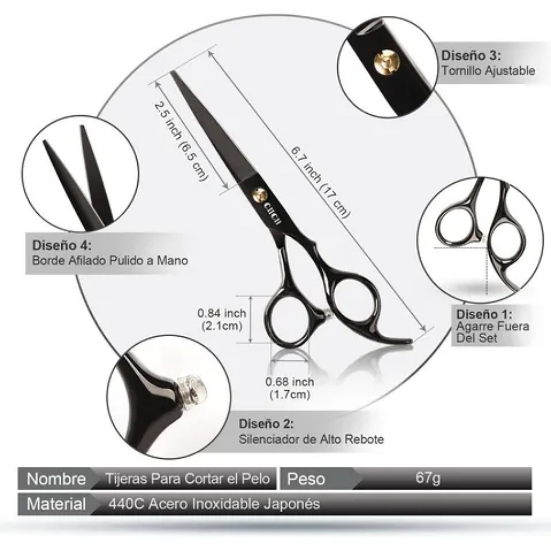 Kit Tijeras Cortar Cabello, Profesionales Barbero 8 Piezas