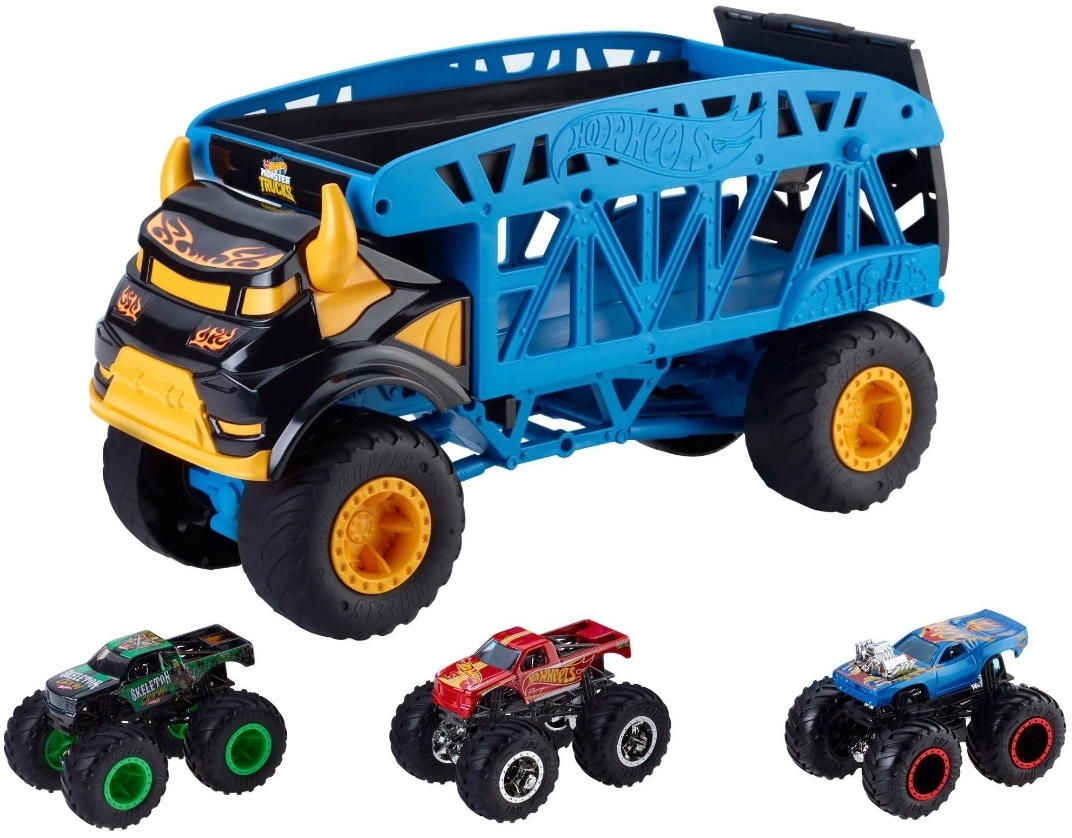 Hot Wheels Monster Trucks Camión + 3 Coches