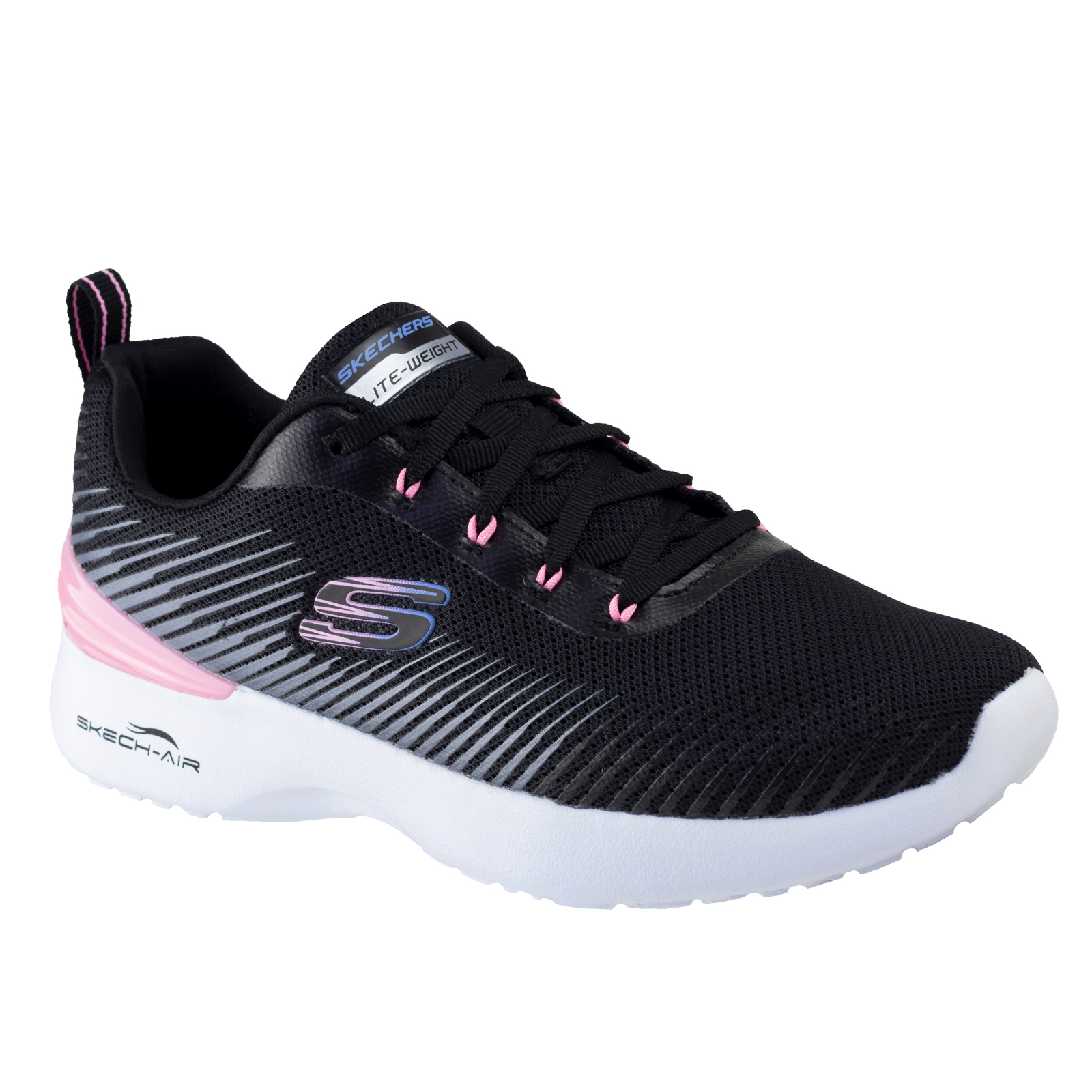 Tenis Skechers Dama Running Skech-Air 149669 Negro Rosa Memory Foam Original