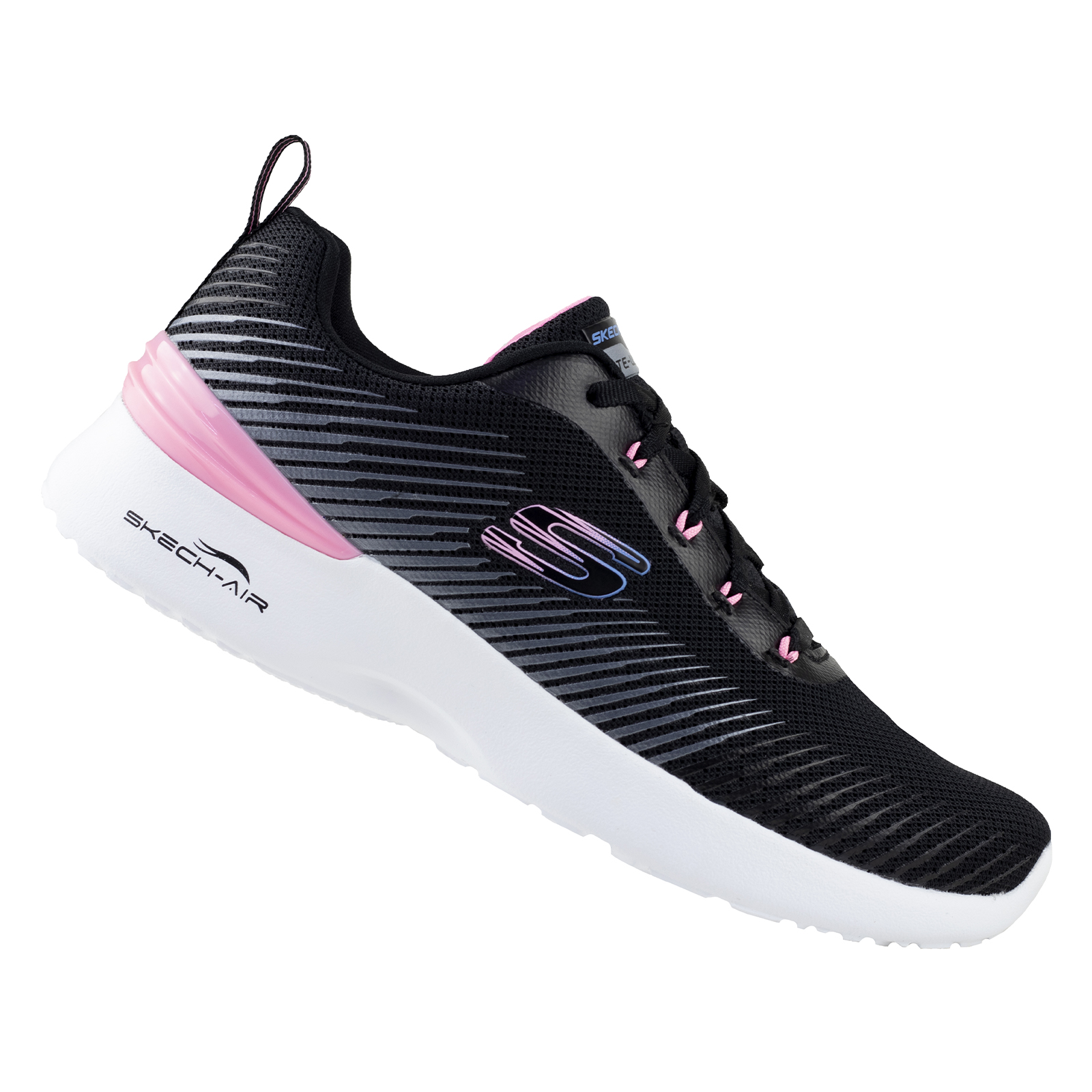Tenis Skechers Dama Running Skech-Air 149669 Negro Rosa Memory Foam Original