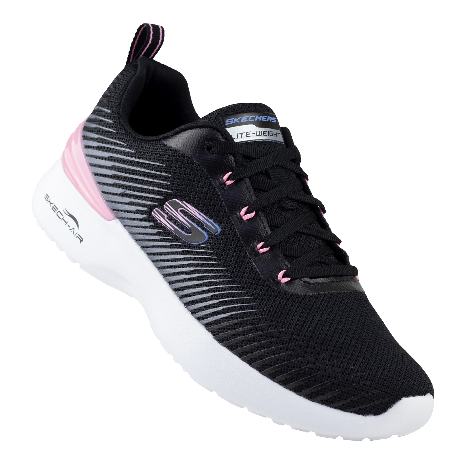 Tenis Skechers Dama Running Skech-Air 149669 Negro Rosa Memory Foam Original
