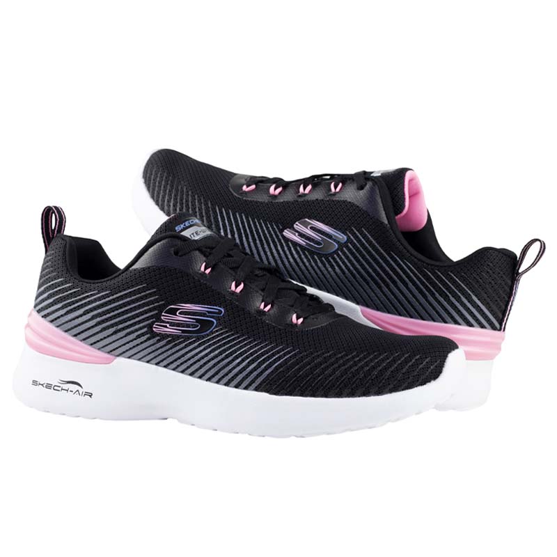 Tenis Skechers Dama Running Skech-Air 149669 Negro Rosa Memory Foam Original