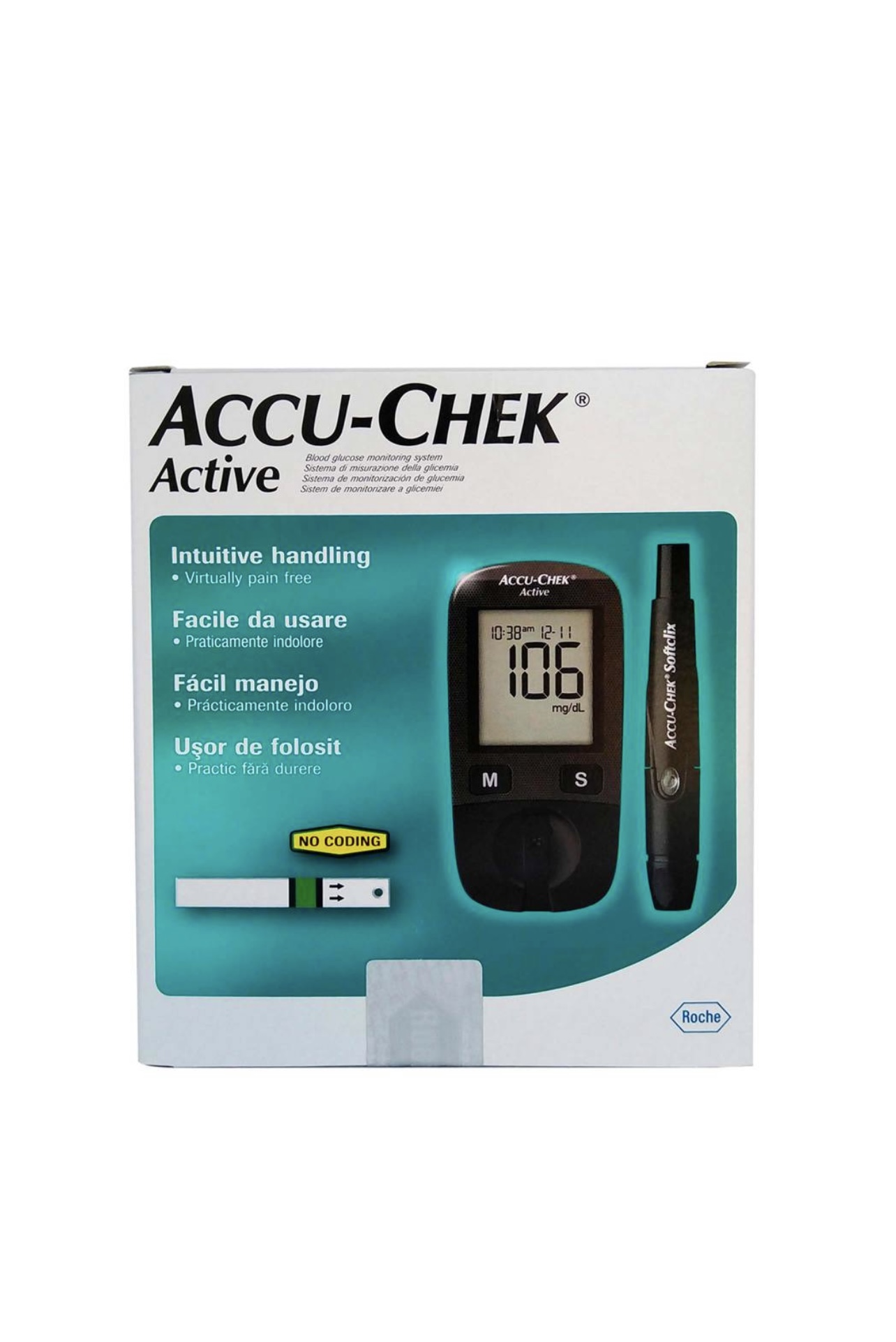 Medidor de Glucosa Accu-Chek Active con 10 Tiras y 10 Lancetas