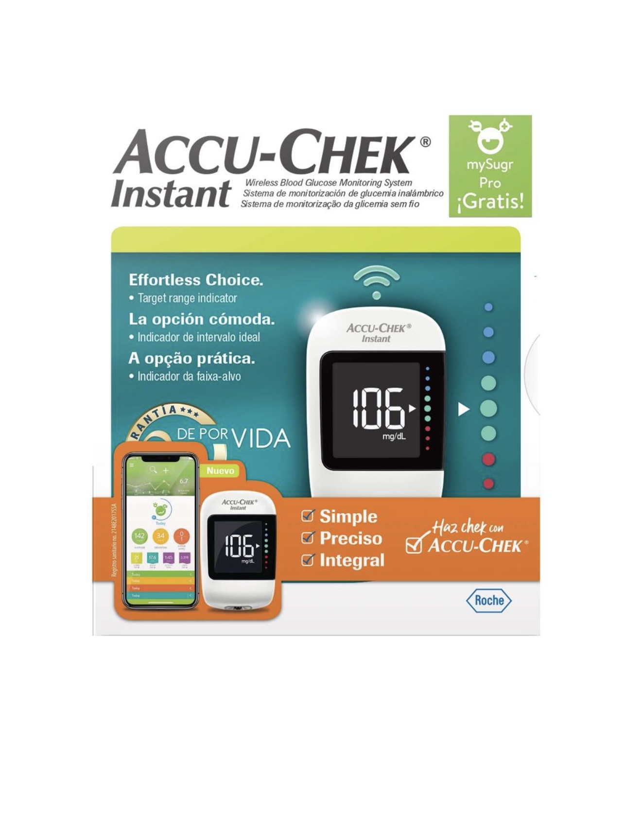 Glucómetro Accu Chek Sistema Instant 2 pilas de repuesto