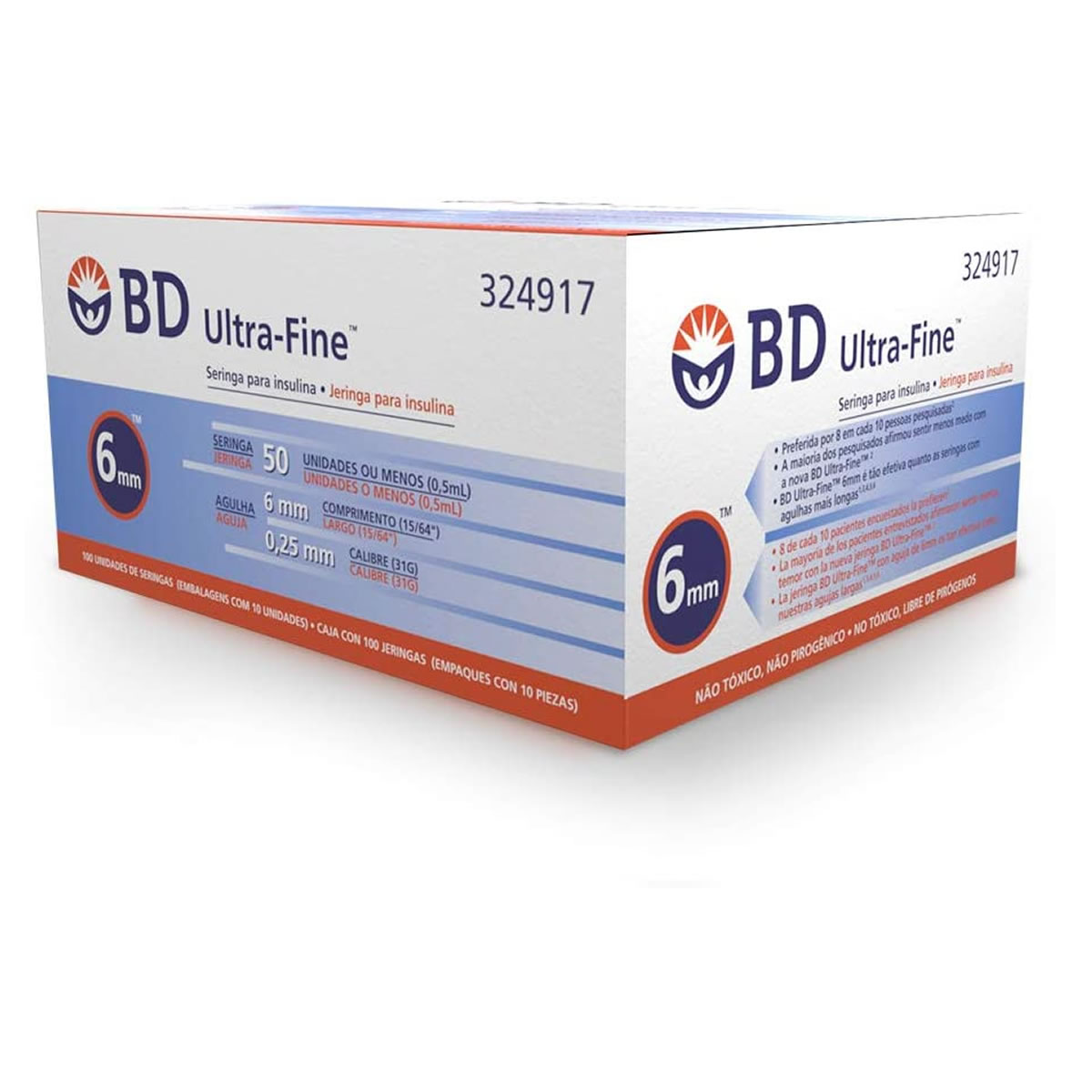 Jeringa Para Insulina de .5 ml 6 mm BD Ultra-Fine 671030 CST