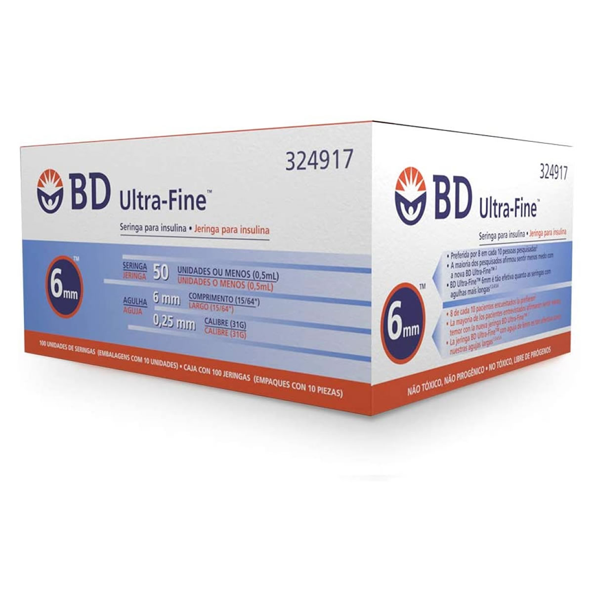 Jeringa Para Insulina de .5 ml 6 mm BD Ultra-Fine 671030 CST