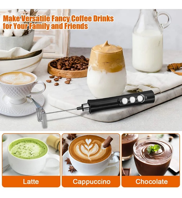 Batidor Eléctrico Espumador Leche Batidora De Huevos Y Café