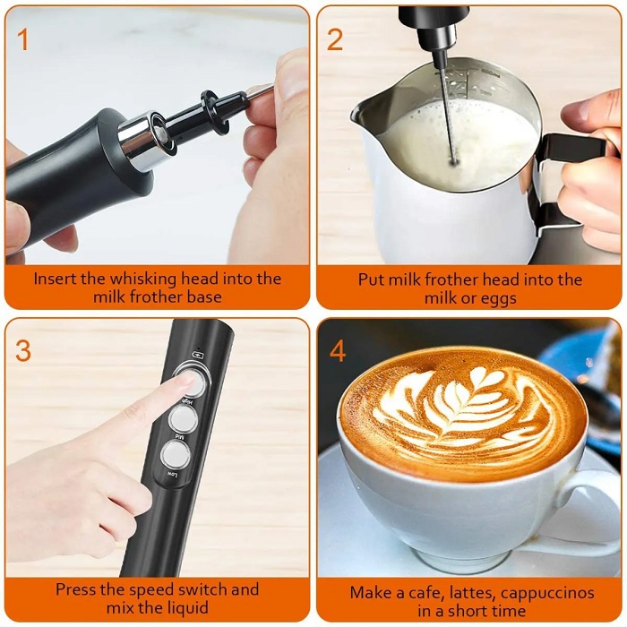 Batidor Eléctrico Espumador Leche Batidora De Huevos Y Café