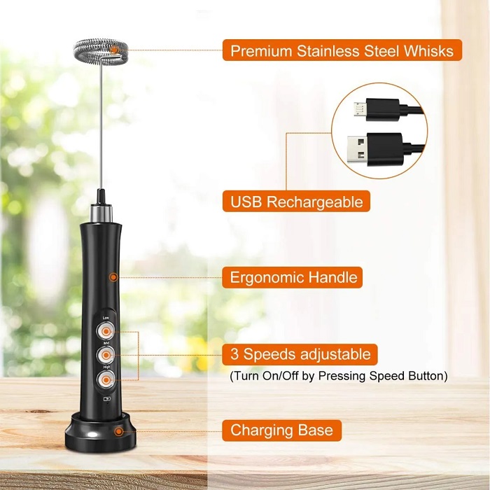 Batidor Eléctrico Espumador Leche Batidora De Huevos Y Café