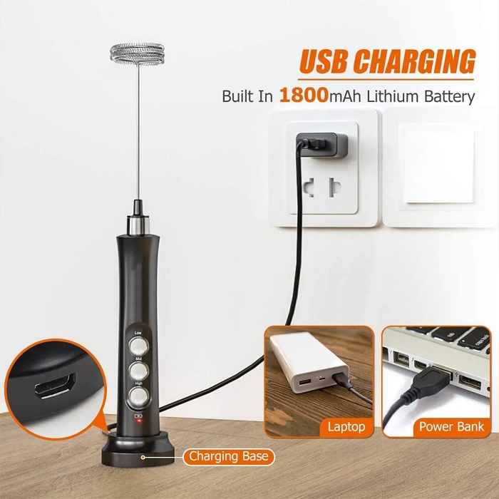 Batidor Eléctrico Espumador Leche Batidora De Huevos Y Café