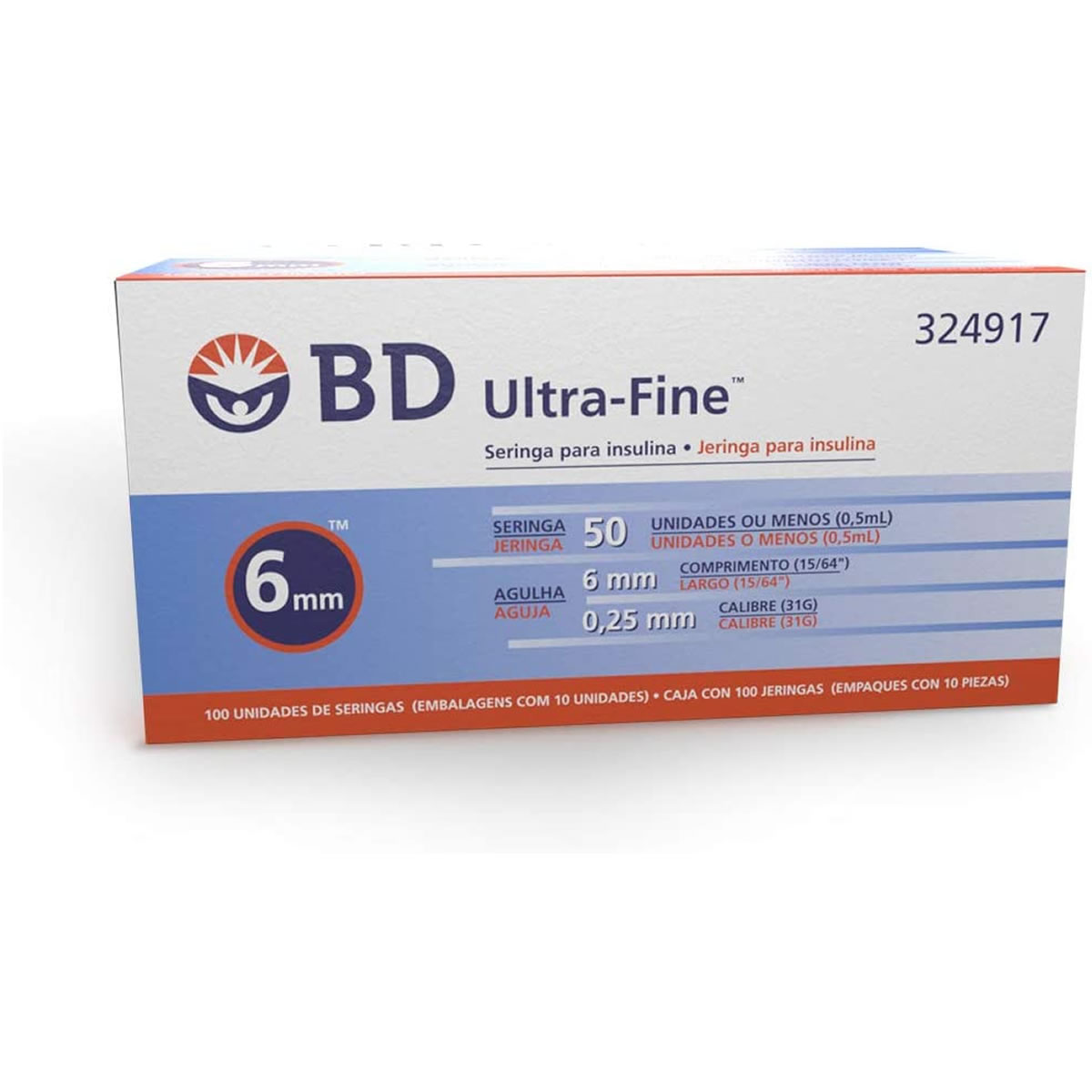 Jeringa Para Insulina de .5 ml 6 mm BD Ultra-Fine 671030 CST