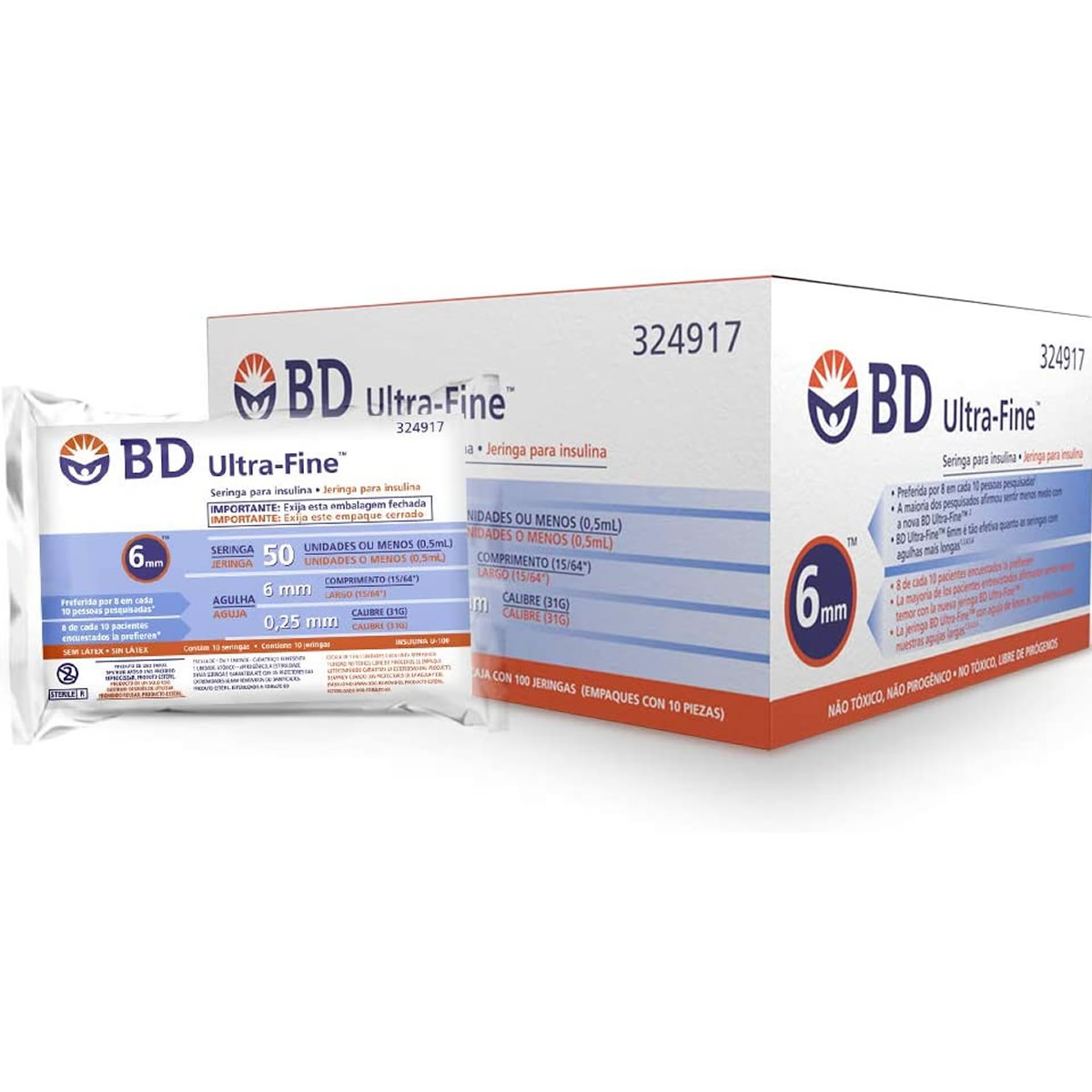 Agujas para insulina BD Ultra Fine para dispositivo tipo pluma 31G x 5 mm  10 pzas