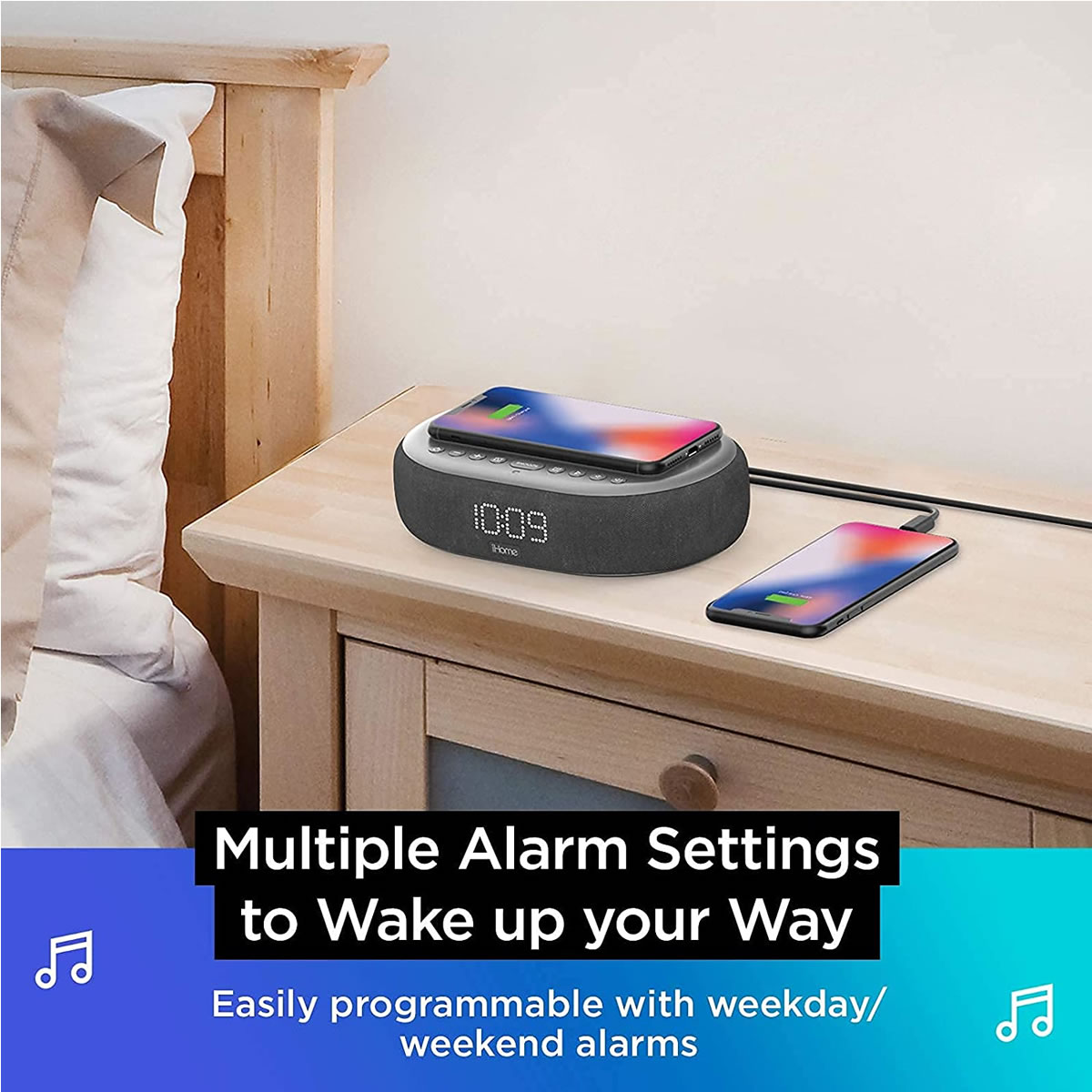 Despertador Con Carga Inalámbrica y Bocina iHome iBTW41 CST