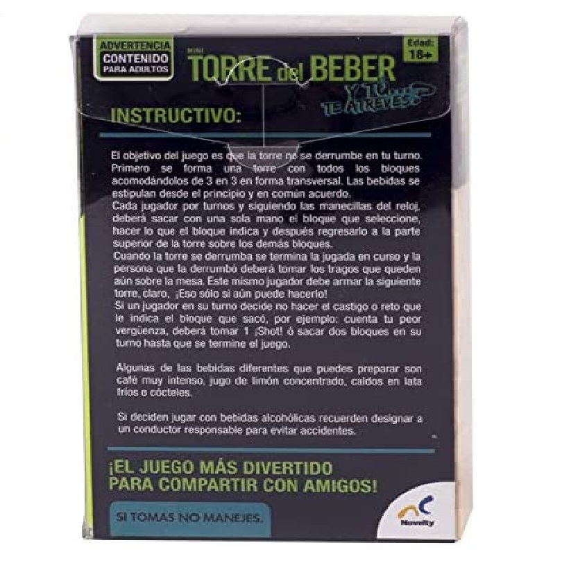 Juego de Mesa Mini Torre del Beber - Torre del Beber -Retos Pregunta Con Amigos- Novelty 