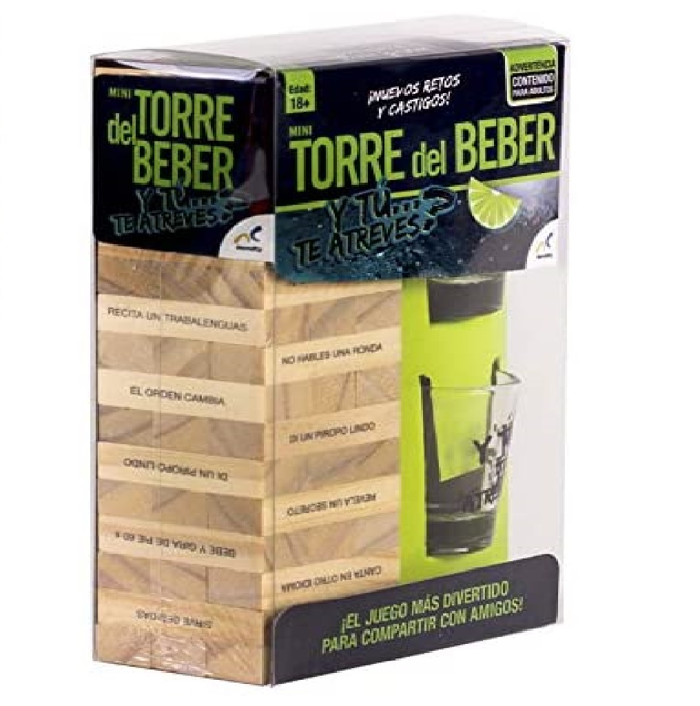 Juego de Mesa Mini Torre del Beber - Torre del Beber -Retos Pregunta Con Amigos- Novelty 