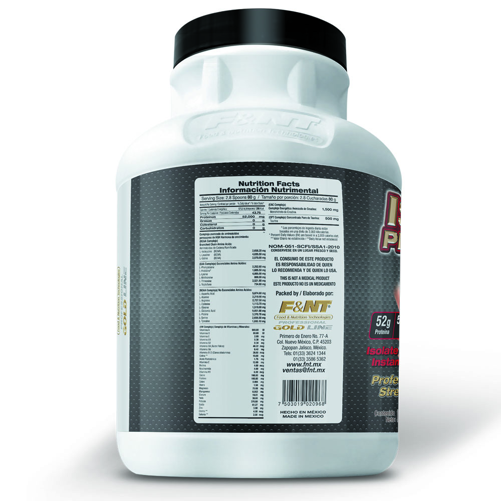 Isolate Protein & Amino Zero Carb 3,500 Gr 7.7 Lbs Whey Sabor Vainilla francesa F&nt