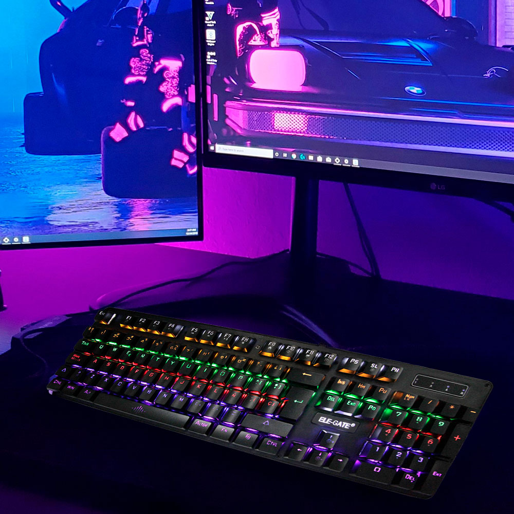 Teclado Gamer Mecánico Ele-Gate TC17 Color Negro Con Luz Rgb
