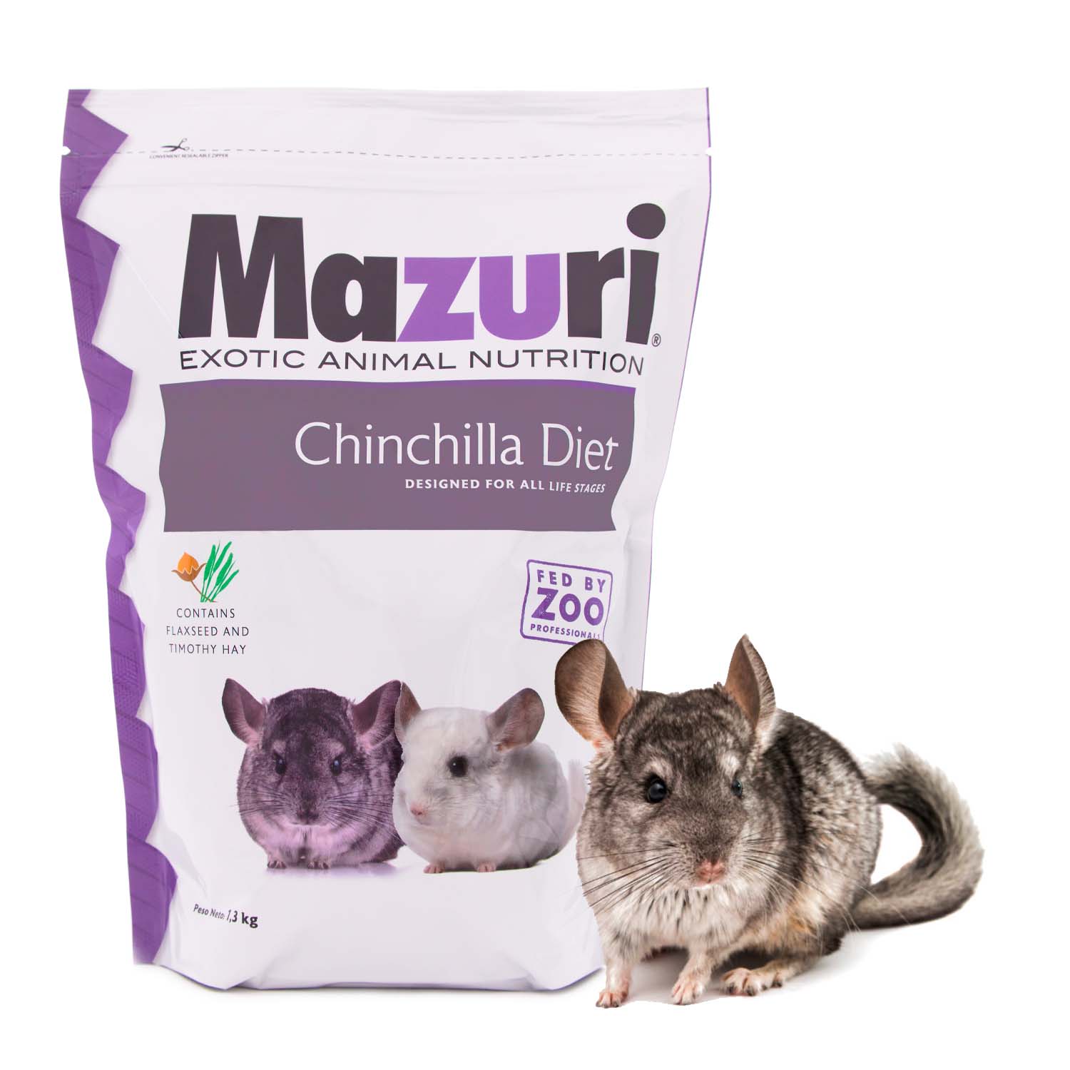 Alimento Chinchilla 1.3Kg Mazuri Y Casita Marshmallow De Tela Kit Chinchilla