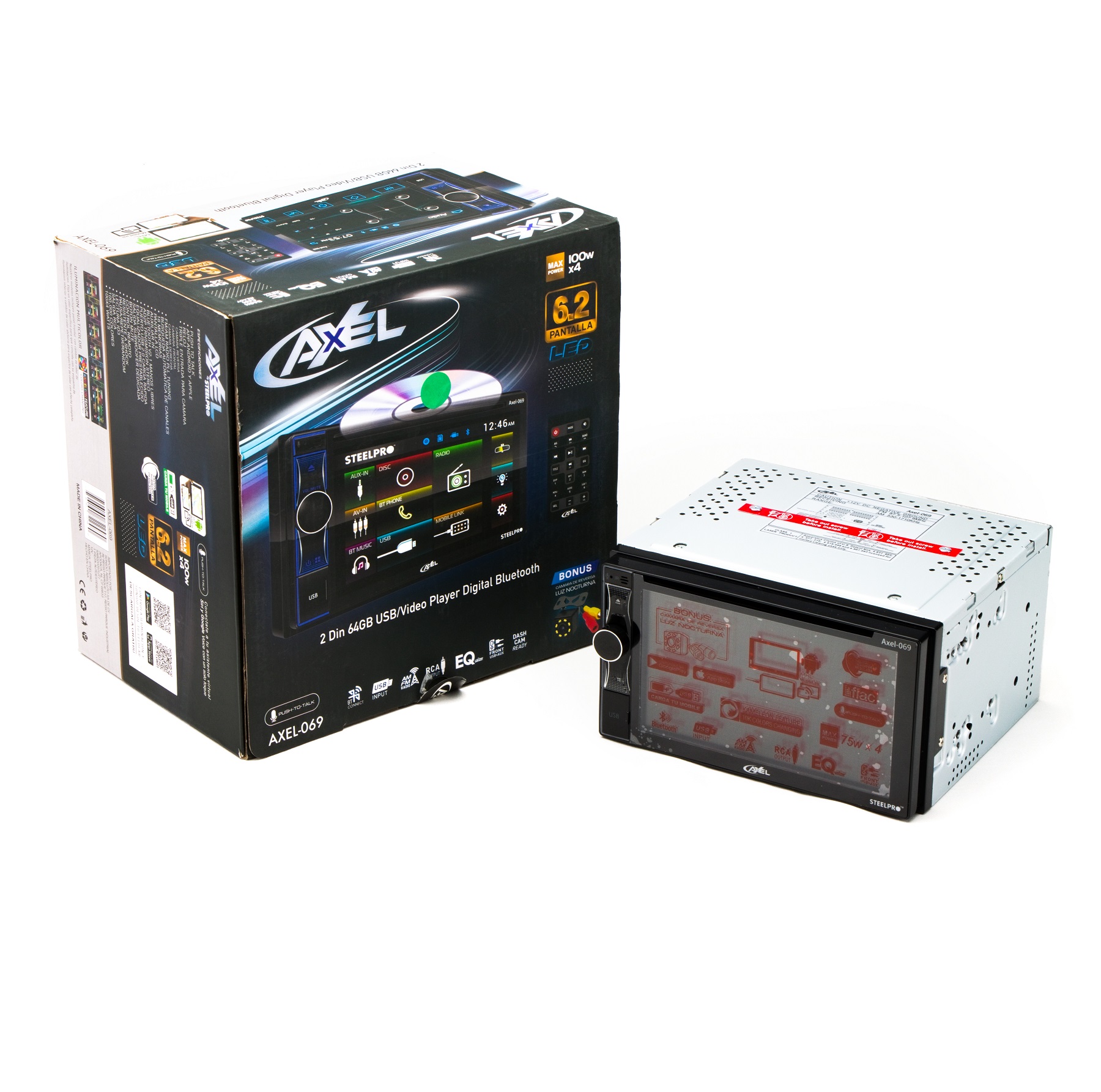 AXEL-069  STEELPRO 50w x 4 RMS Autoestéreo 2 DIN