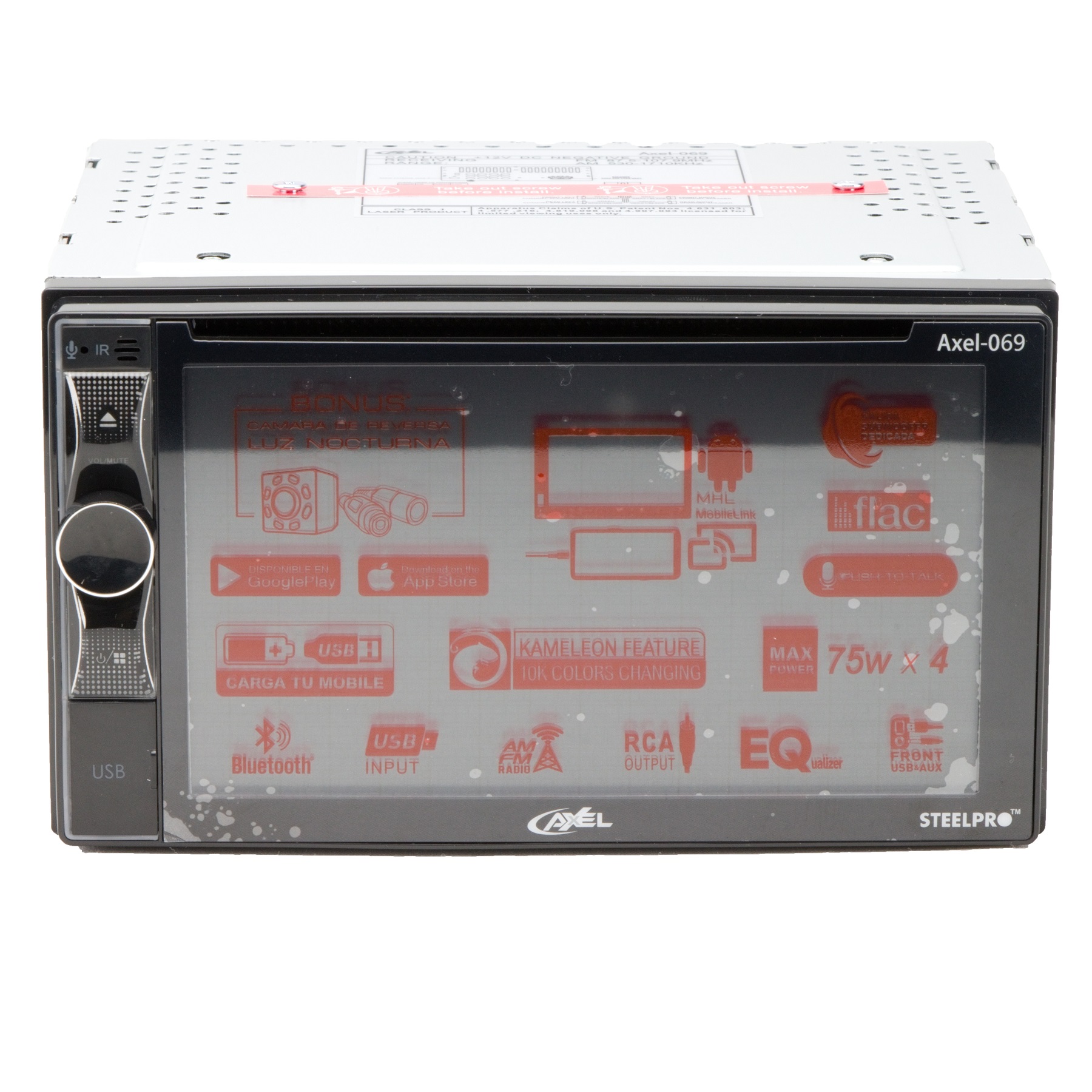 AXEL-069  STEELPRO 50w x 4 RMS Autoestéreo 2 DIN