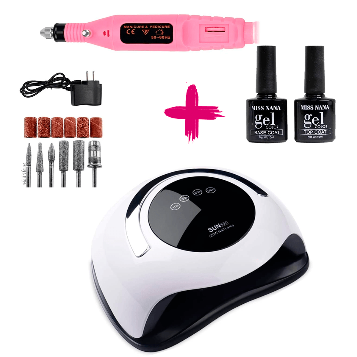 uñas set de uñas Lampara UV/LED Para Secado Esmeril Pulidor De Uñas Pedicura Kit 16 Piezas Para Manicura Decoración De Uñas 
