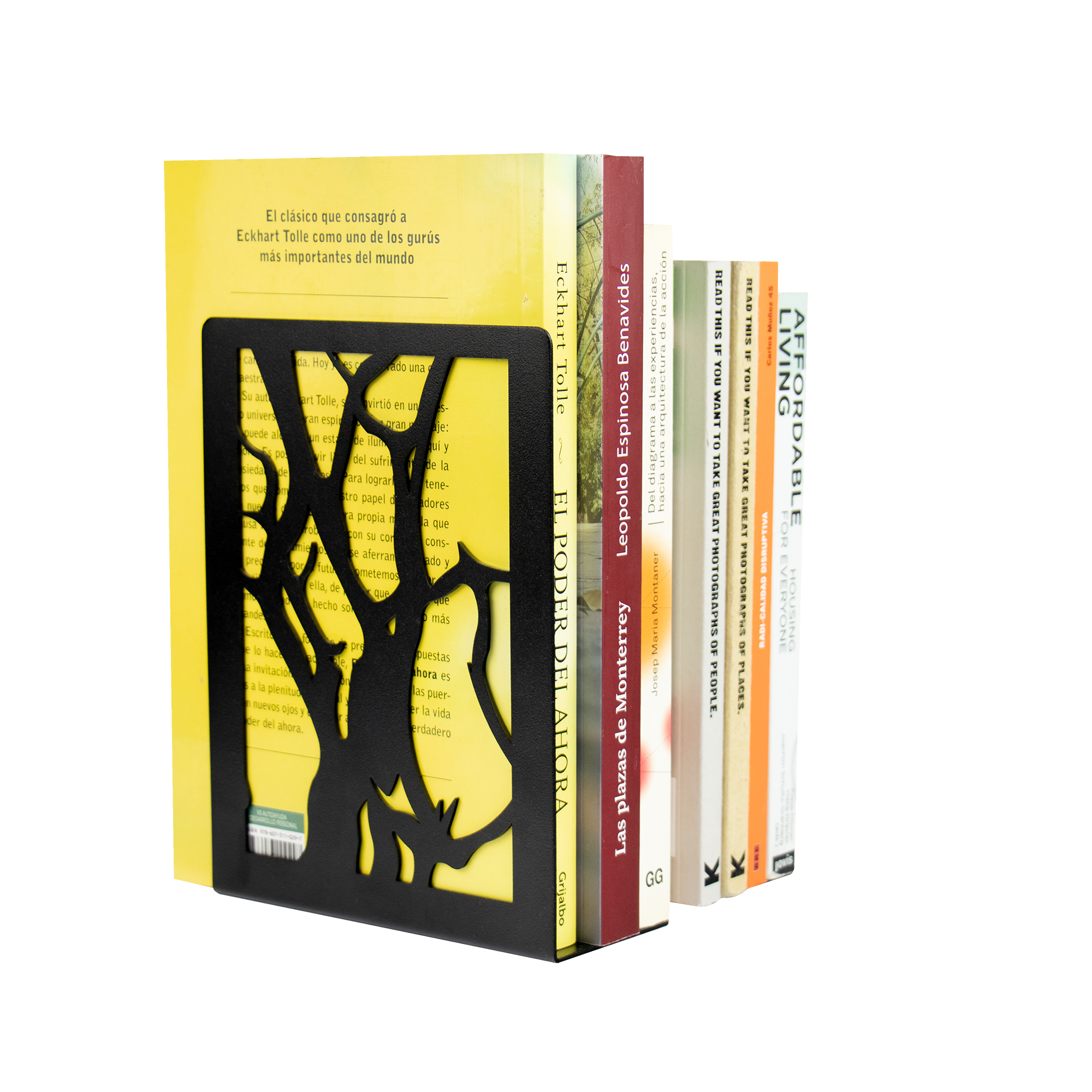 Sujeta Libros con Diseño Decorativo de Árbol, Fabricado en Lámina de Acero, Ideal para Recámara u Oficina