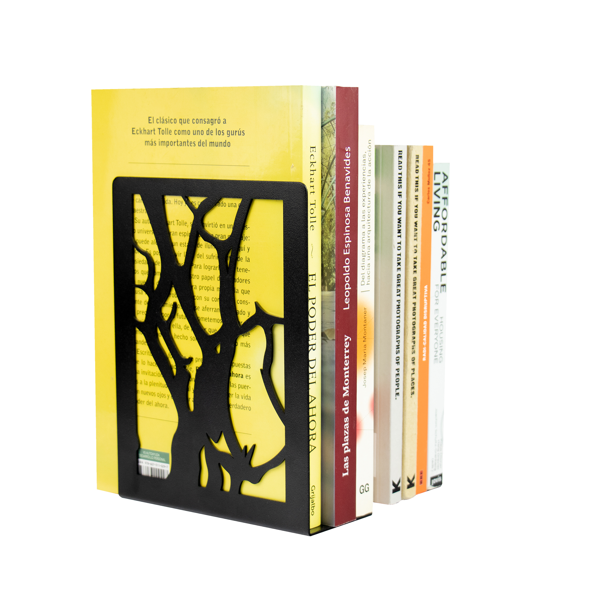 Sujeta Libros con Diseño Decorativo de Árbol, Fabricado en Lámina de Acero,  Ideal para Recámara u