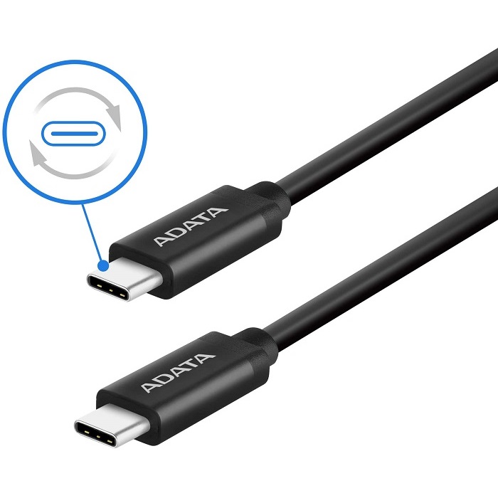 Cable USB C a USB C 3.2 Adata Negro 1 Metro ACC3G1AL-100CM-CBK