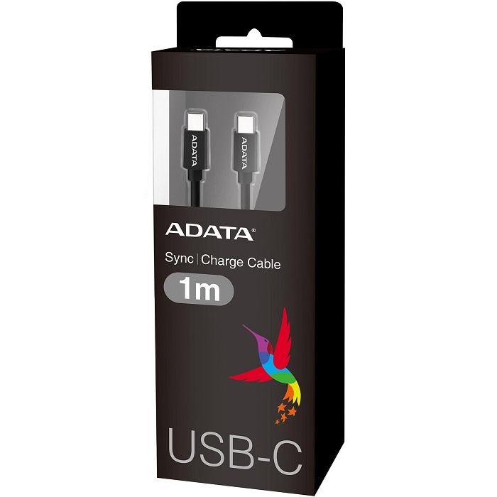 Cable USB C a USB C 3.2 Adata Negro 1 Metro ACC3G1AL-100CM-CBK
