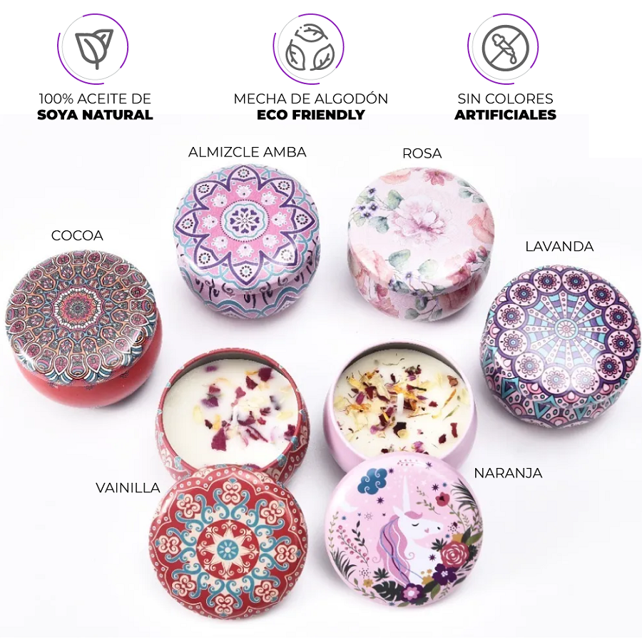 Velas Aromáticas De Cera De Soja Para Aromaterapia 6 Piezas