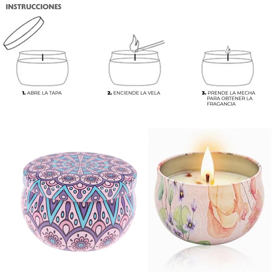 Velas Aromáticas De Cera De Soja Para Aromaterapia 6 Piezas