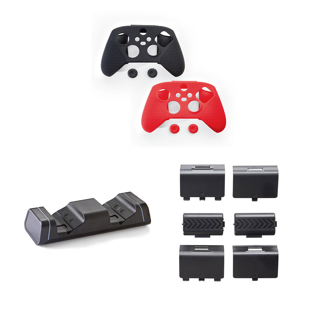 Paquete Xbox Kit Carga y Juega con Base De Carga y Fundas Para Controles Verbatim.