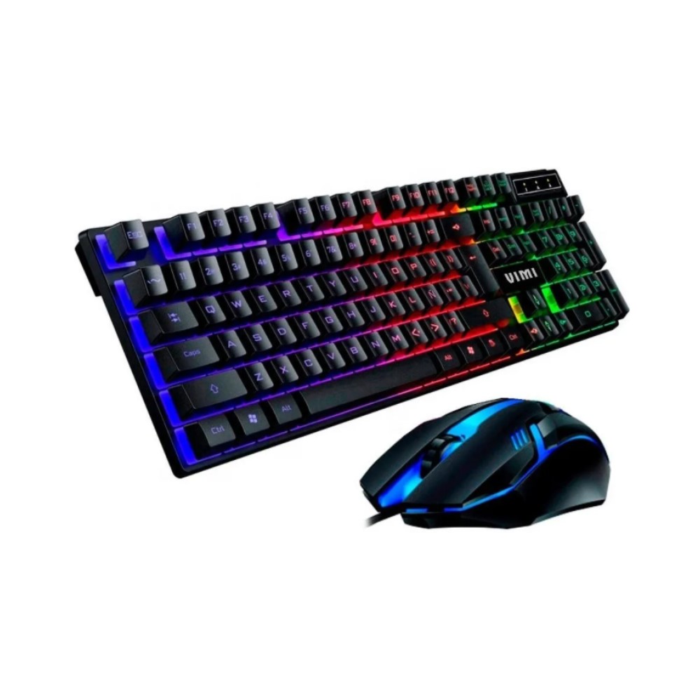 Kit De Teclado Y Mouse Gamer Alámbrico Vimi TCM07 Color Negro Con Luz Led Rgb