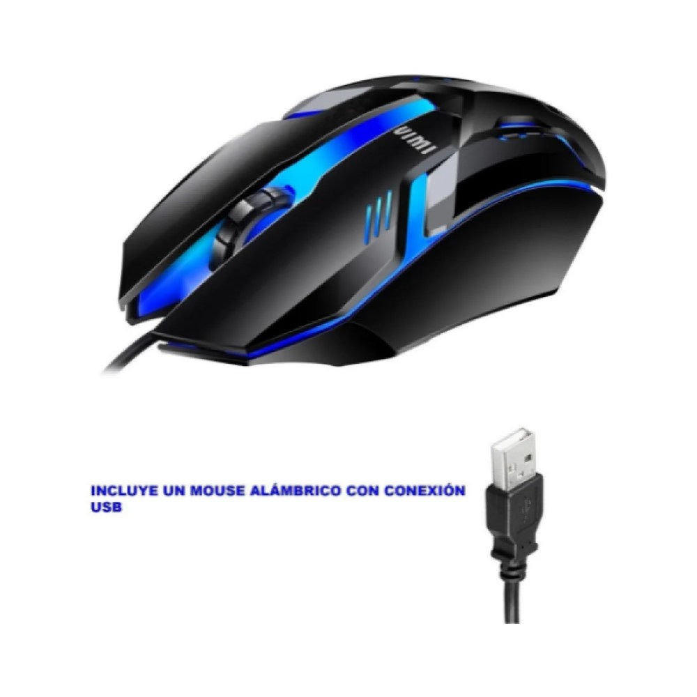 Kit De Teclado Y Mouse Gamer Alámbrico Vimi TCM07 Color Negro Con Luz Led Rgb