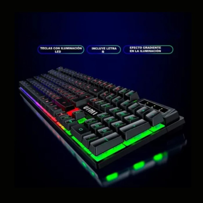 Kit De Teclado Y Mouse Gamer Alámbrico Vimi TCM07 Color Negro Con Luz Led Rgb