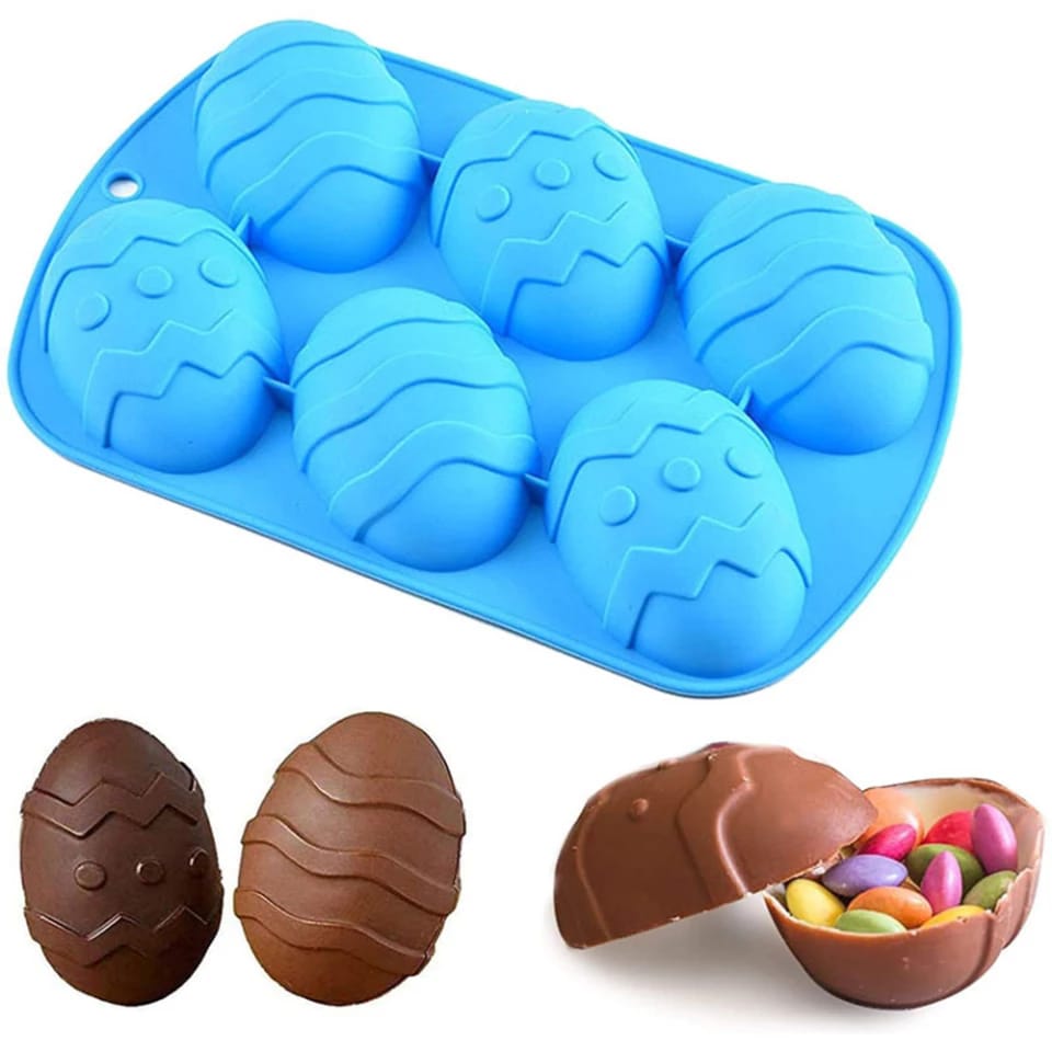 Molde De Silicon 6 Huevos Sorpresa Pascua 3d Chocolate