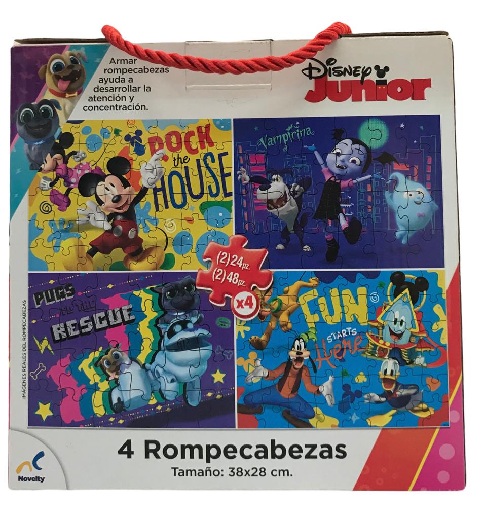 Rompecabezas 4 en 1 Disney Junior- 4 rompecabezas- 144 piezas- Novelty