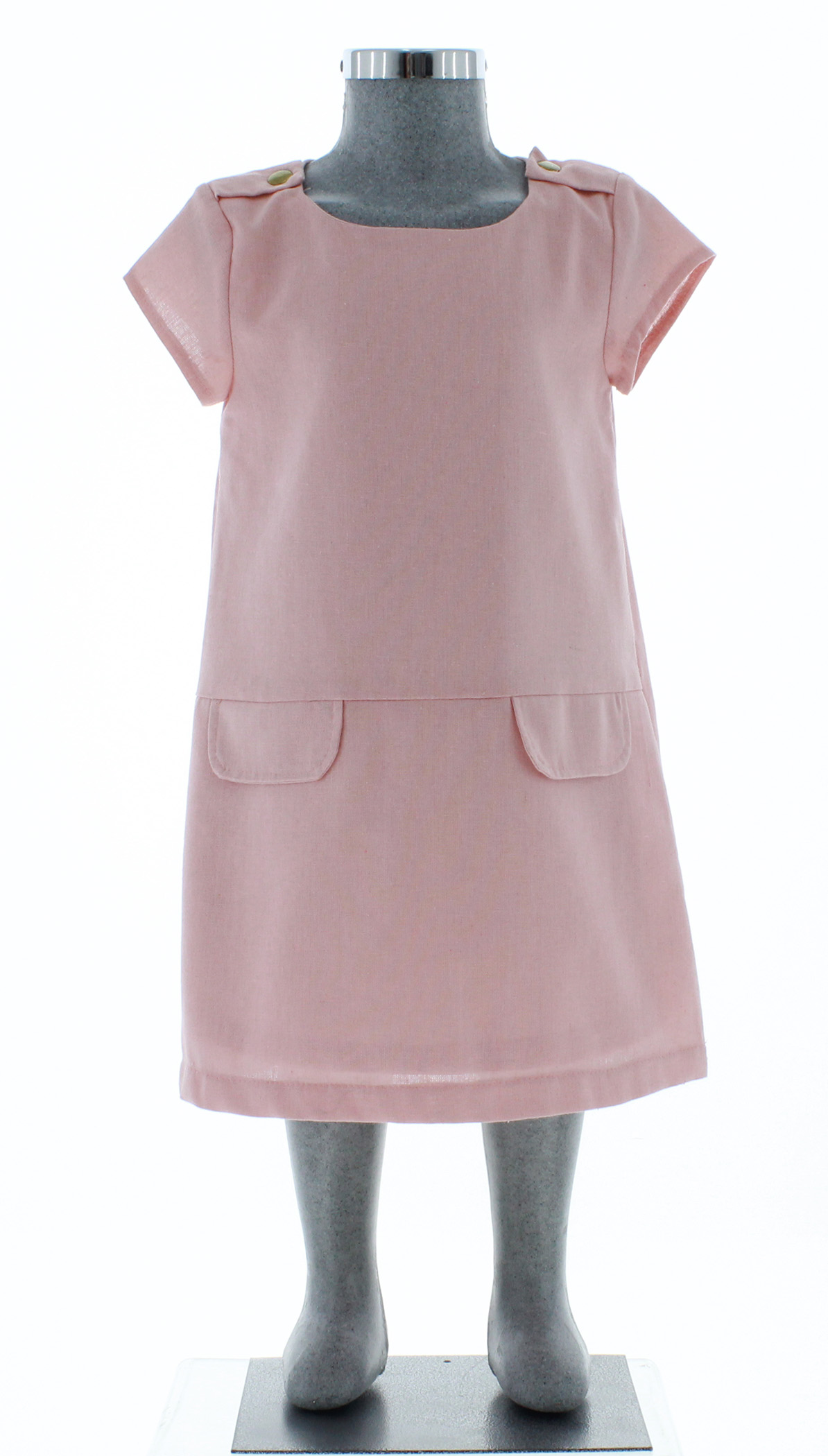 Vestido Niña Lino Rosa 2860 2 a 12 Años.