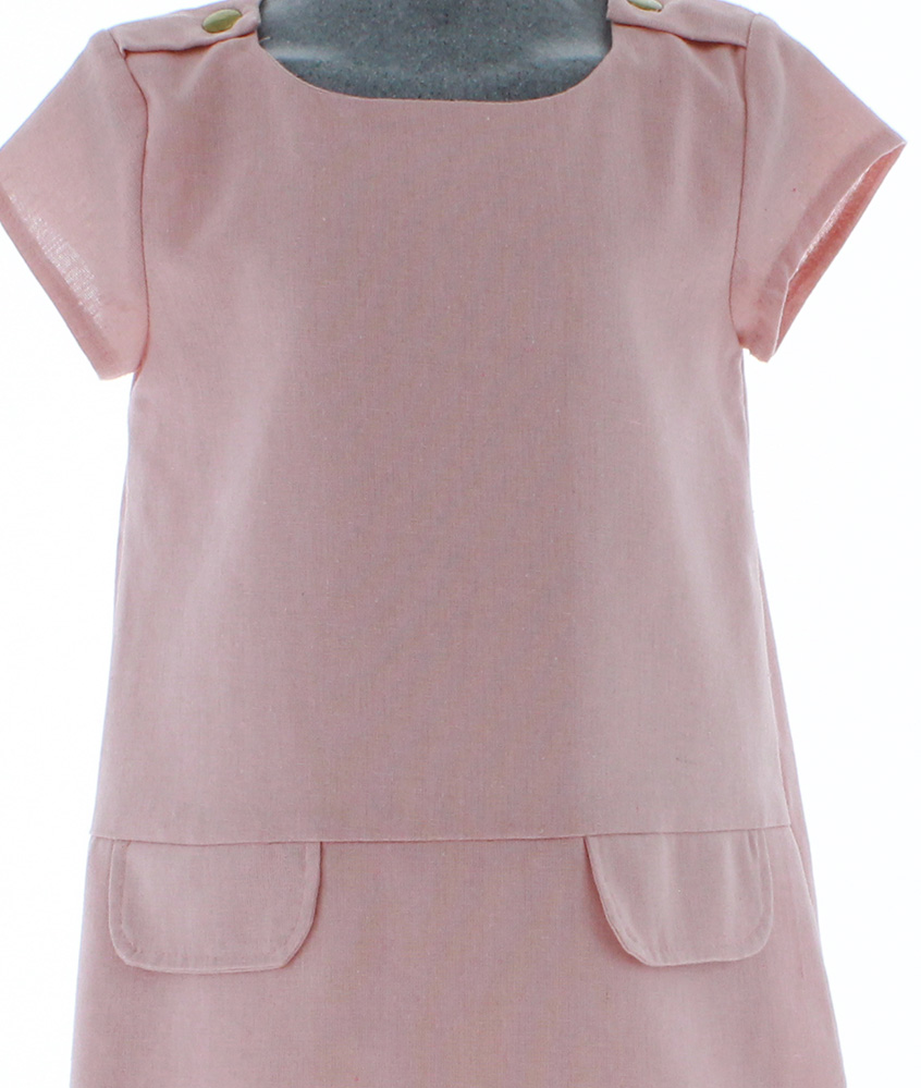 Vestido Niña Lino Rosa 2860 2 a 12 Años.