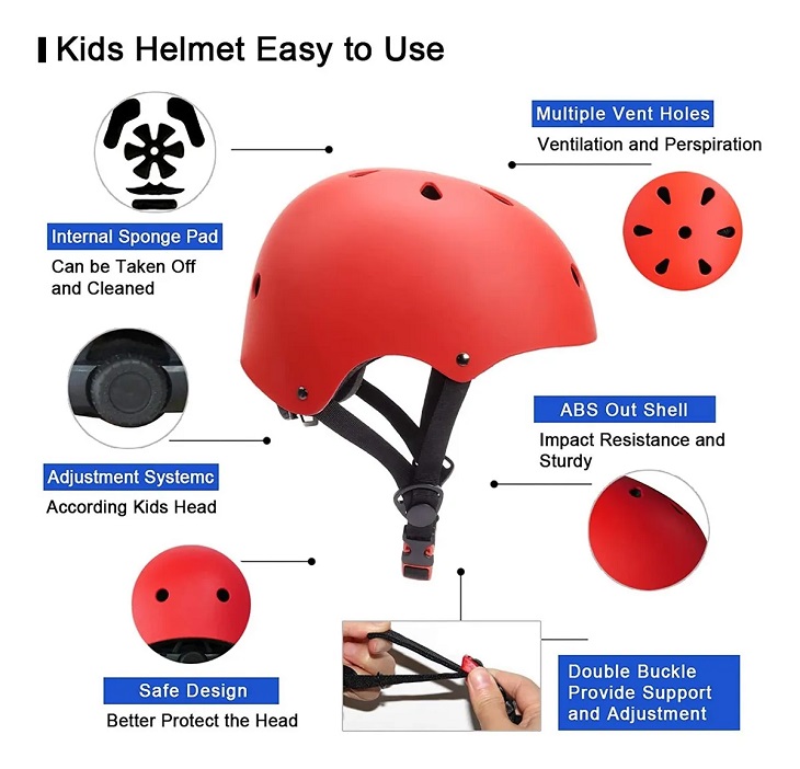 Casco De Bicicleta Para Niños 3  a 8 Años Rojo